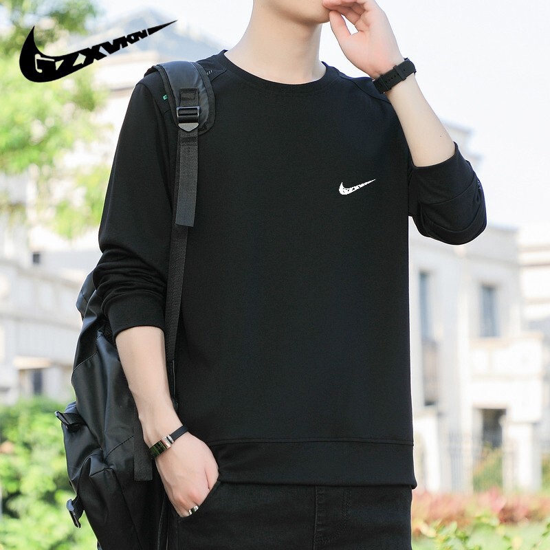 Men's Clothing 2026 Spring and Autumn Long-Sleeve Sweatshirt Versatile Outdoor Sports Casual Round-Neck Solid Color Couple's Loose Top for Women