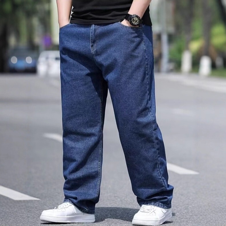 Summer Thin Jeans for Men, Plus Size, Loose Straight Fit, Wide-Leg, Stretchy Dad-Style Pants for Big and Tall Individuals Summer Thin Jeans for Men, Plus Size, Loose Straight Fit, Wide-Leg, Stretchy Dad-Style Pants for Big and Tall Individuals