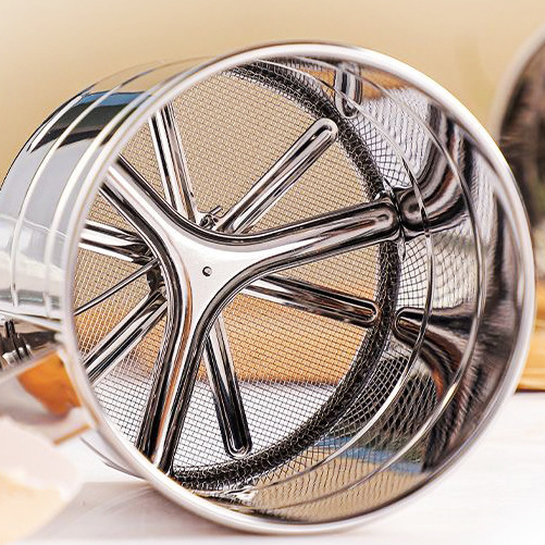 Tamizador de harina de acero inoxidable, tamizador de harina semiautomático, tamizador de harina manual creativo para hornear, tamizador de harina giratorio, azúcar en polvo para hornear