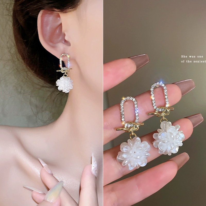 Серьги, серебряные иглы, стиль Шанель, серебро 925 пробы, легкий роскошный стиль, высококачественный стиль