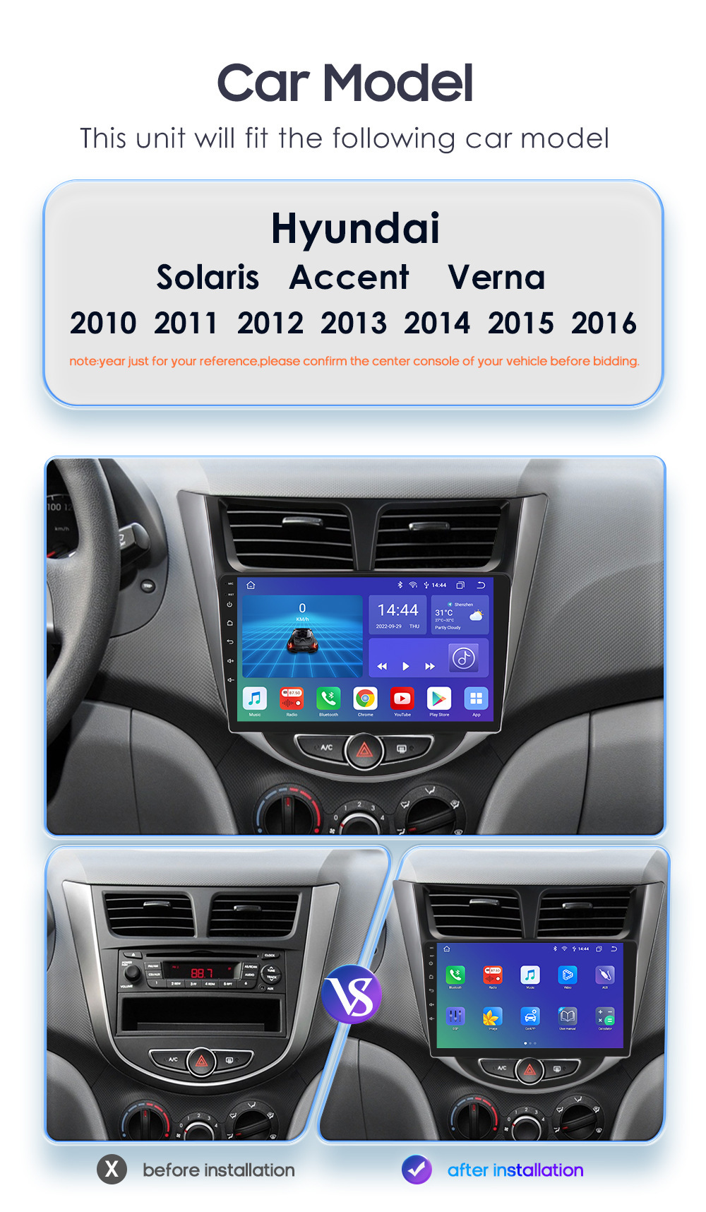 Cross-border application of modern Hyundai Rena 10-16 Bluetooth Carplay car multimedia GPS navigation