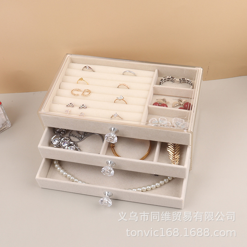 Transparent Acrylic Jewelry Box for Storing Earrings, Lipstick, Cosmetics, Watches, and Ear Studs, with Display Rack