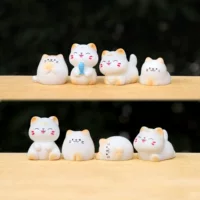 Мини-фигурка котёнка из смолы, мультяшная, для микроландшафта, 8 цветовых вариантов