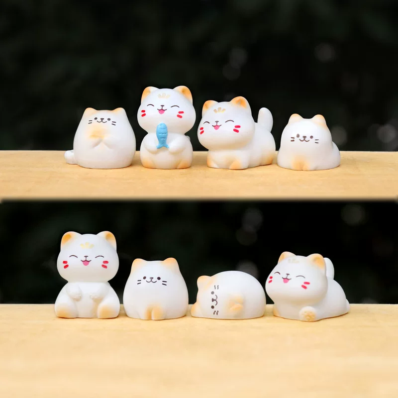 Мини-фигурка котёнка из смолы, мультяшная, для микроландшафта, 8 цветовых вариантов