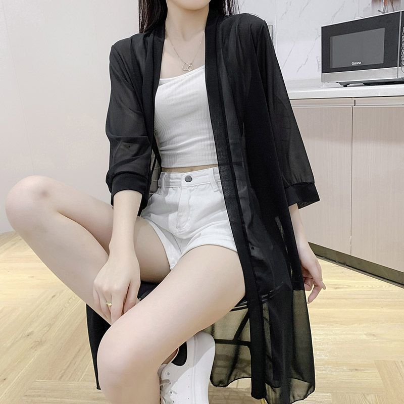 防晒衣女长袖风衣外套中长款2025新款韩版百搭透气夏季薄款防晒服