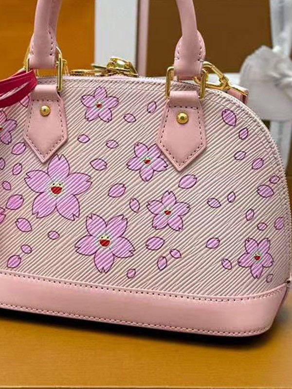 クロスボーダーのテクスチャードスタイルプリントハンドバッグ、ファッショナブルな桜紫シェルバッグ、レトロでトレンディなショルダーバッグ|undefined