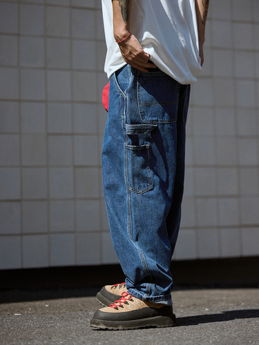 TRS Men's Clothing | 25SS Japanese Loose Snow Washed Distressed Workwear B11 Logging Pants Casual Jeans for Men