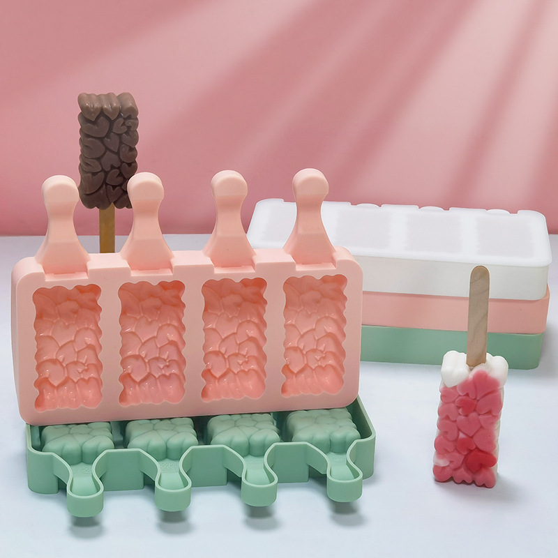 Sanxin 4-piece Fanxin helado de silicona molde hogar Popsicle helado de silicona para niños molde de grado alimenticio con tapa