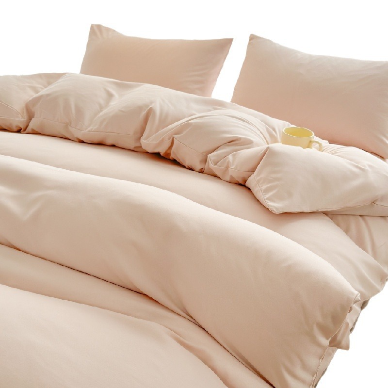 Simple cuatro piezas de color sólido series de colchas de cama dormitorio una sola persona tres piezas de ropa de cama suave piel