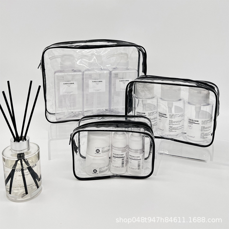 Bolsa de cosméticos de pvc transparente bolsa de almacenamiento multifuncional con logotipo de impresión de bolsa de subpaquete de viaje portátil de gran capacidad de alto valor