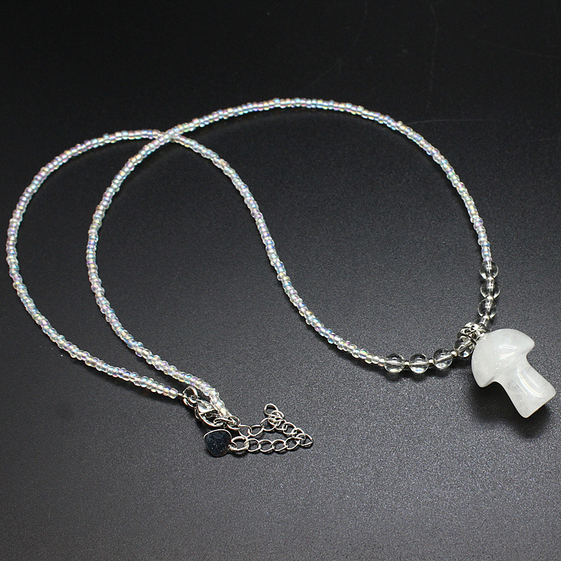 15g Weight Pendant Necklace Classification Alloy Chain Material Beaded Chain Chain Type Holiday Occasion Crystal Material Mushroom Pattern Spring&Summer Season Women's Gender Polishing Design Vacation, Classic Style Style Vacation Classic Style Mushroom Crystal Beaded Chain Beaded Necklaces Wholesale 5