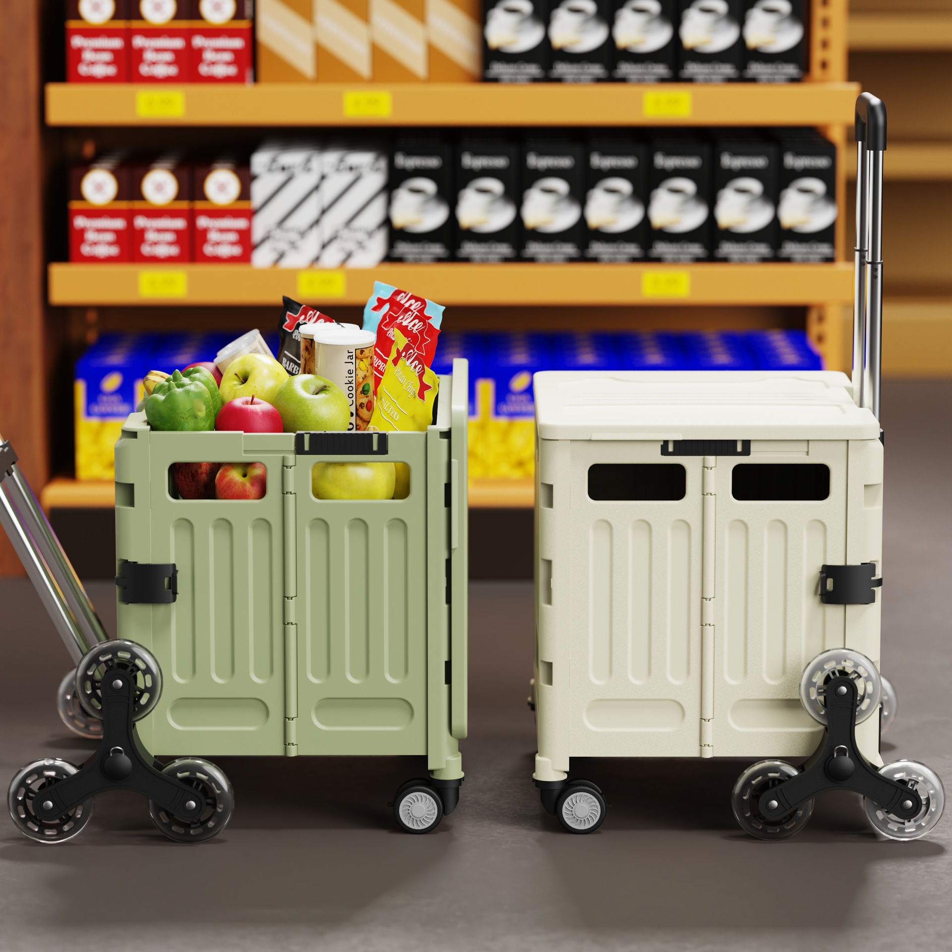 [Selección estricta] casa multifuncional comprar verduras pequeño carro de tracción portátil plegable de compras remolque caja de almacenamiento de camping
