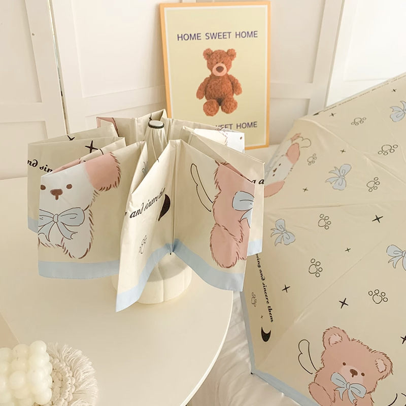 Umbrella Women's Sunny and Rainy Dual-purpose Automatic Sun Umbrella Sun Protection UV Protection Black Glue Cute Large Manual Folding Sun Umbrella