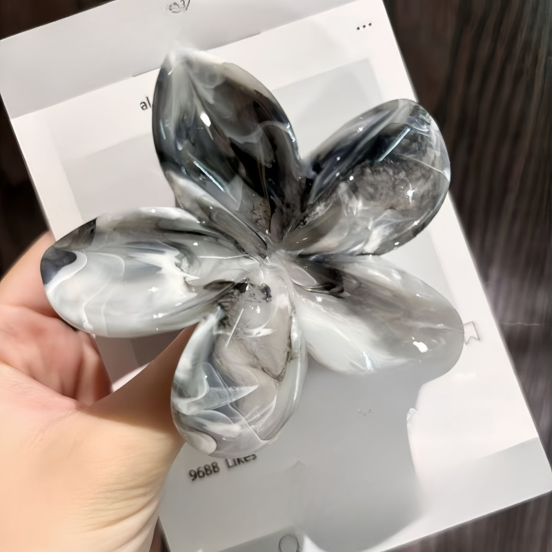 2025年新作クロスボーダー染めプルメリアグリッパー、ネットセレブ流紋花、高級ヘアピン、気質大理