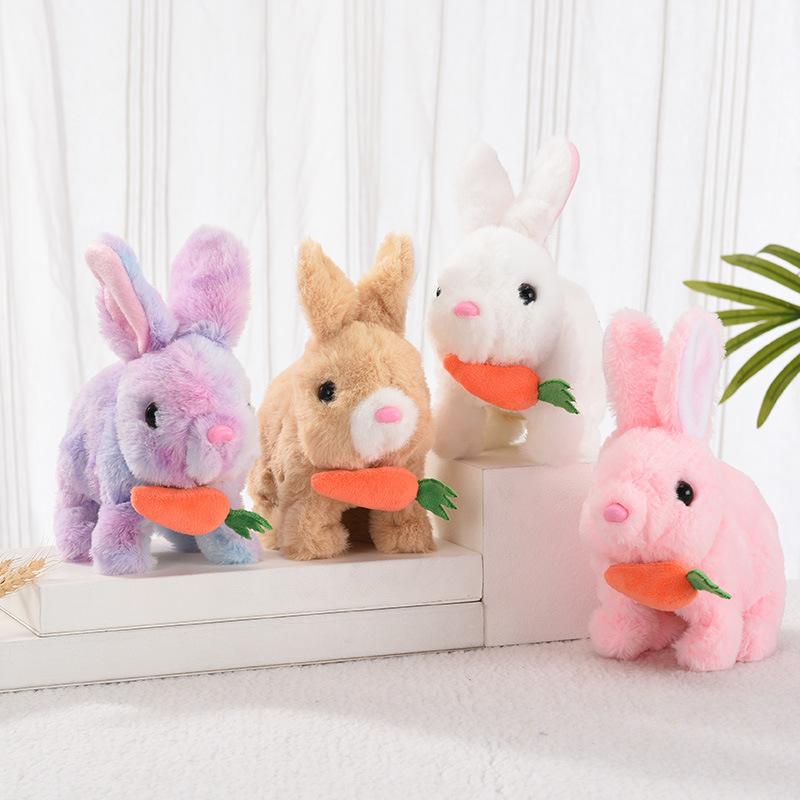 Plush Electric Rabbit Doll Wholesale with Moving Mouth and Ears Squeaking Electronic Pet Playhouse Toy