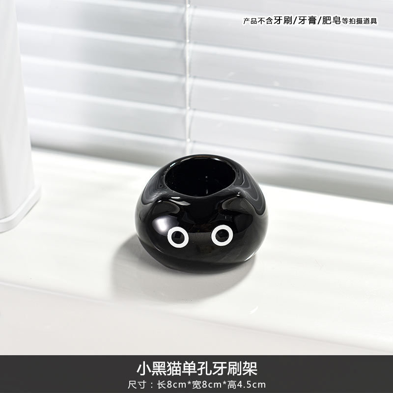 创意可爱陶瓷牙刷架卫生间洗漱手动牙刷收纳架牙刷底座支架置物架|undefined