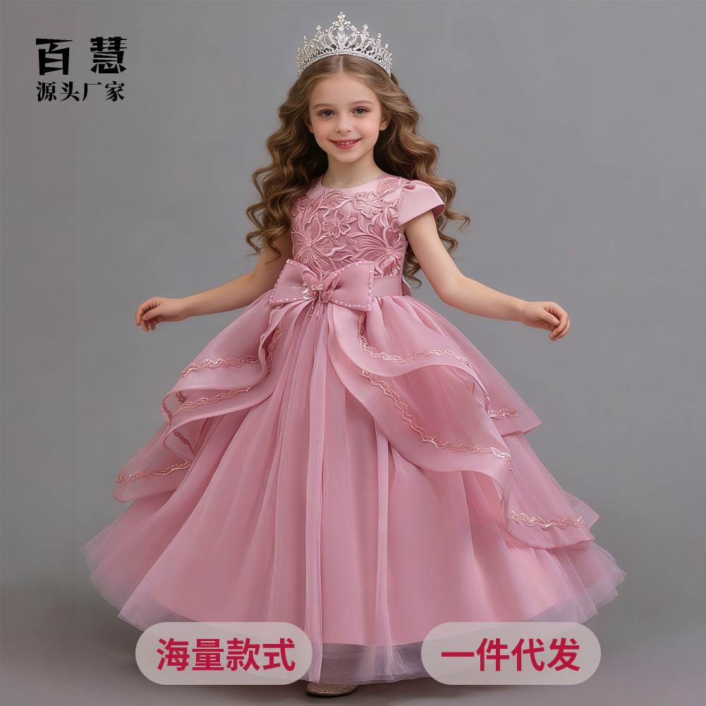 Niña transfronteriza vestido de princesa irregular vestido de malla largo vestido de piano de niños grandes ropa de Navidad