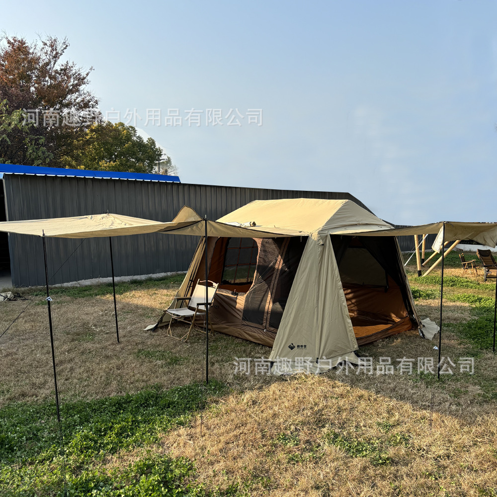 재미있는 캠핑 빠른 오픈 루프 텐트 더블 뷰 TPU 확장 캐노피 캠핑 캠핑 장비 모든 항목을 포함하는 방수 캐빈