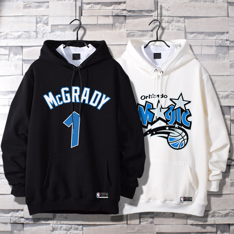 spring and autumn Thin section Hooded Sweater Easy Large student motion coat winter Plush Basketball Magic McGrady