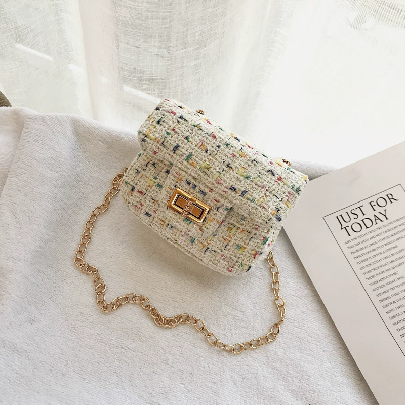 Детская шерстяная сумочка через плечо (стиль Chanel), корейский принцесcный дизайн, 13×4,5×9 см