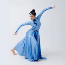 蒙古舞蹈演出服女蒙族白马蒙古袍蒙古舞筷子舞练习裙少数民族服装