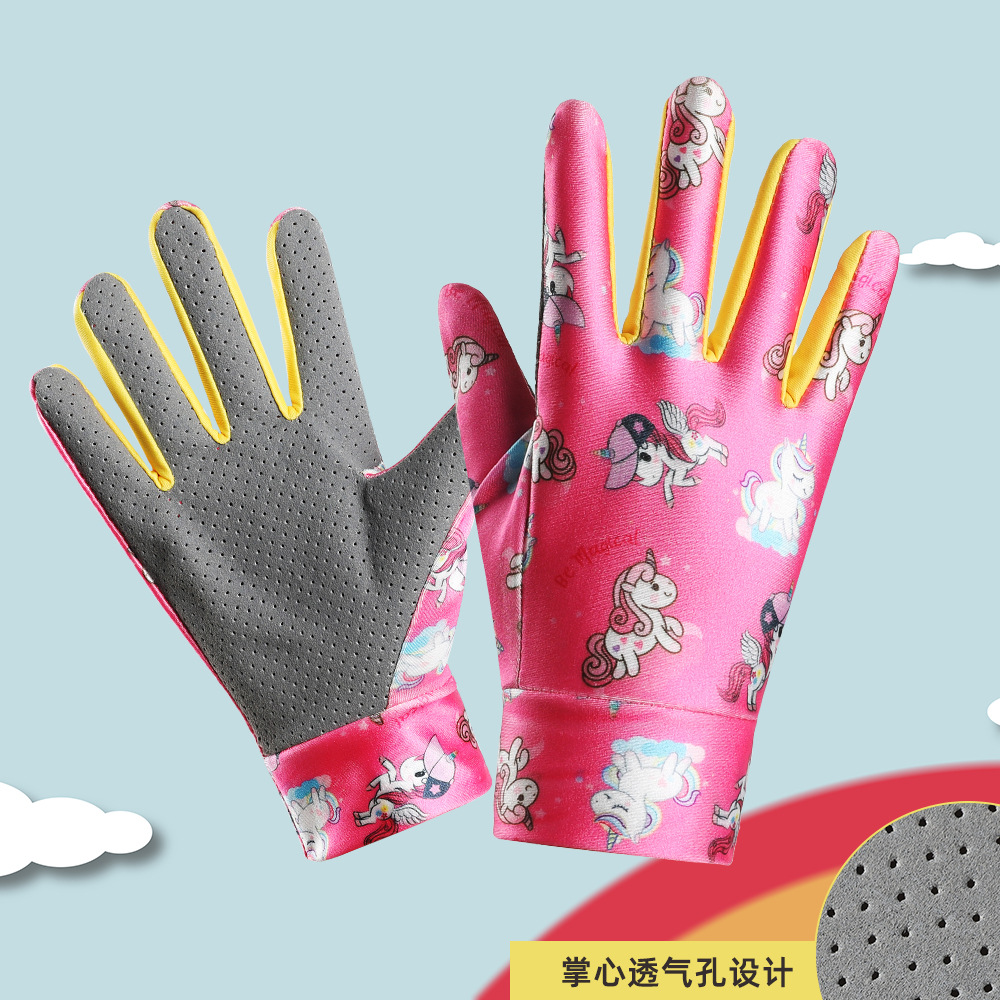 Guantes de equitación para niños dedo largo Delgado verano protección solar niños dibujos animados patinaje sobre ruedas coche deportivo niños y niñas guantes