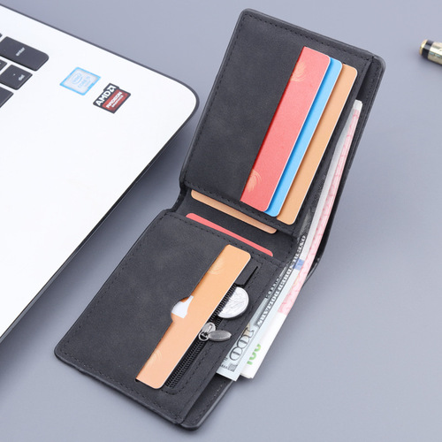 Cross-border men's short dollar wallet men's frosted retro multi-functional men's wallet multi-card slot foreign trade wholesale