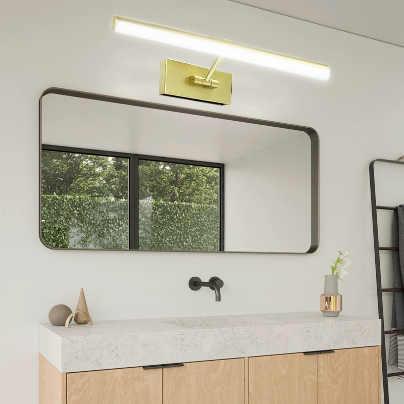 Шкаф для ванной комнаты, зеркало, фара, светодиодный аккумуляторный настенный светильник, трехцветное затемнение, телескопическое влагостойкое зеркало для макияжа, скандинавский светильник
