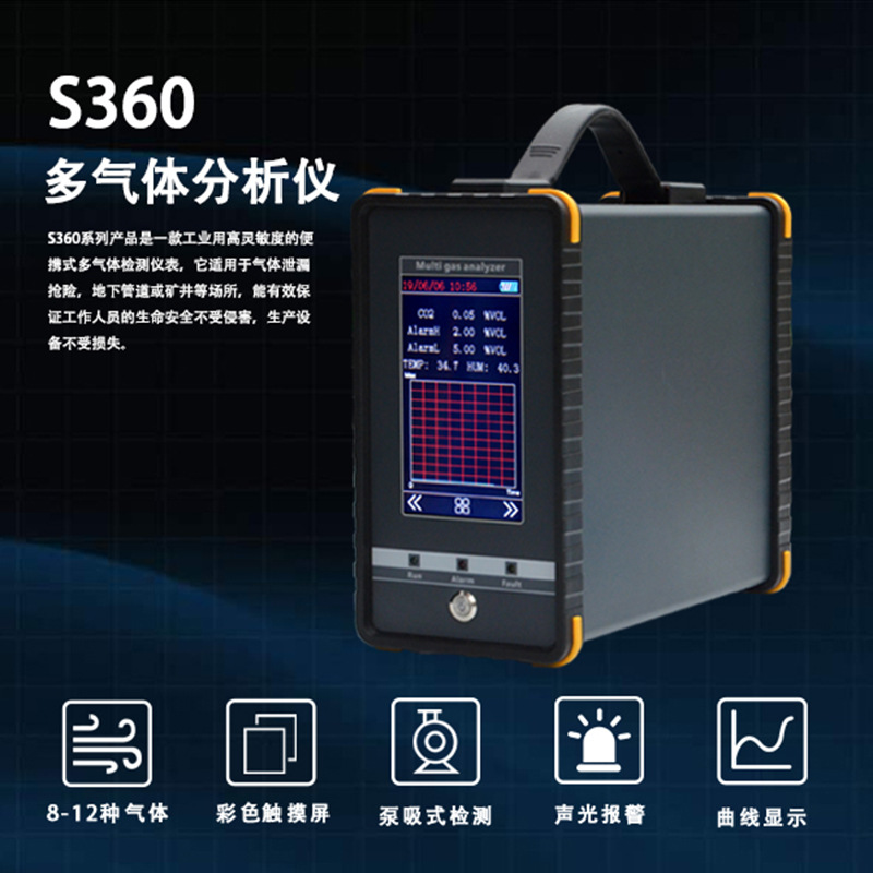 S360 多合一气体检测仪工业有毒气体探测仪便携式气体探测器