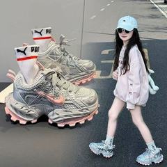 女童鞋2025新款夏季儿童网面老爹鞋女孩软底透气中大童厚底运动鞋