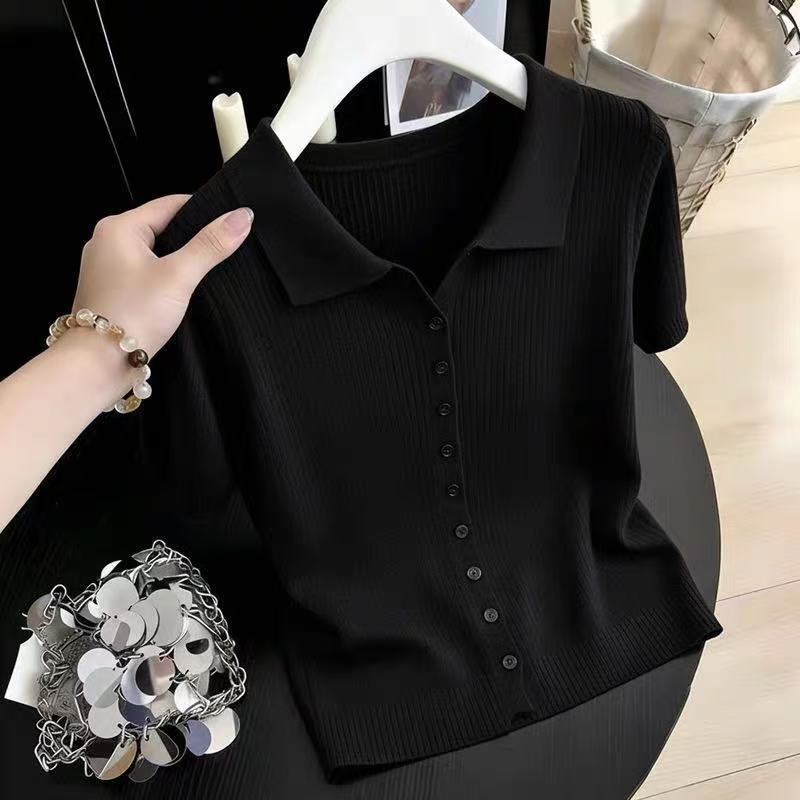 Women's Clothing French Style Knit Cardigan Gentle Elegant Short Sleeve Slimming Flattering Top For Summer_ecoleips.com
