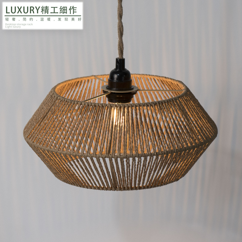 Hand-woven paper rope chandelier lamp shade balcony restaurant atmosphere lighting homestay hotel high-end creative lighting
