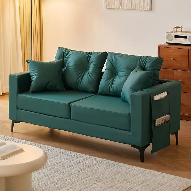 Sofá pequeño apartamento de alquiler casa oficina tienda de ropa doméstica doble triple sofá de cuero negro sala de estar