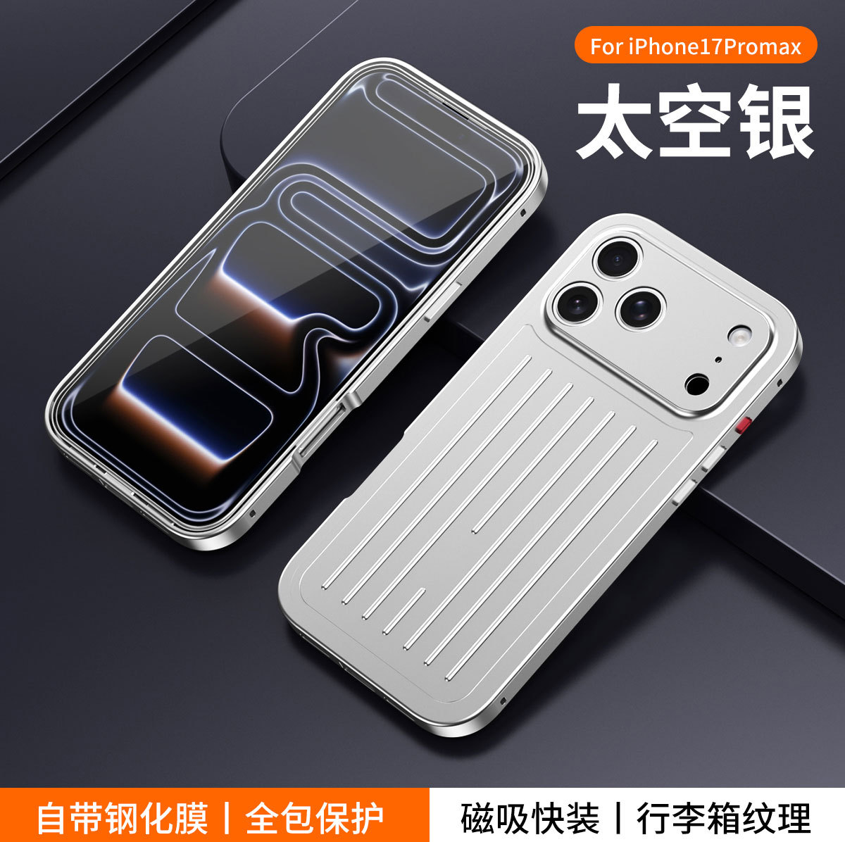 Ốp lưng từ tính dạng vali cho iPhone 17 Pro Max – hợp kim nhôm kính cường lực chống rơi vỡ — Cam, Xanh Titan, Vàng Sa Mạc, Bạc chi tiết 21
