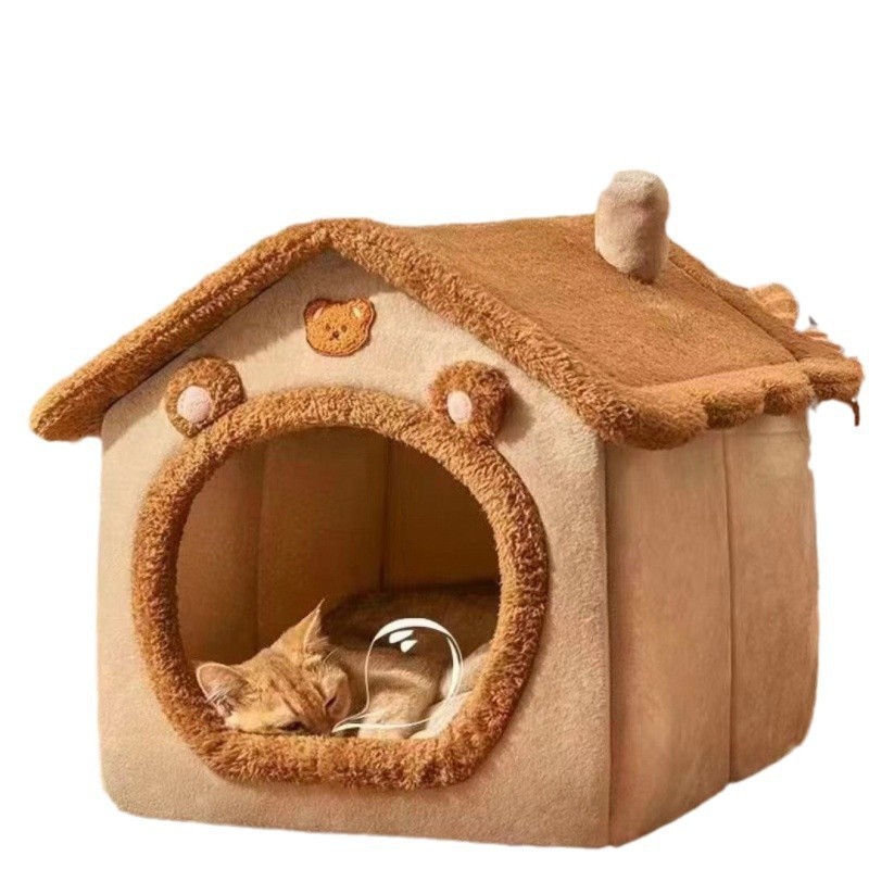 冬季保暖狗窝猫咪四季通用房子封闭式垫子宠物拆洗小型宠物用品|undefined