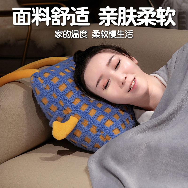 羊羔绒格子二合一抱枕毯办公室午睡毛毯趴睡小枕头靠枕座椅靠垫|undefined
