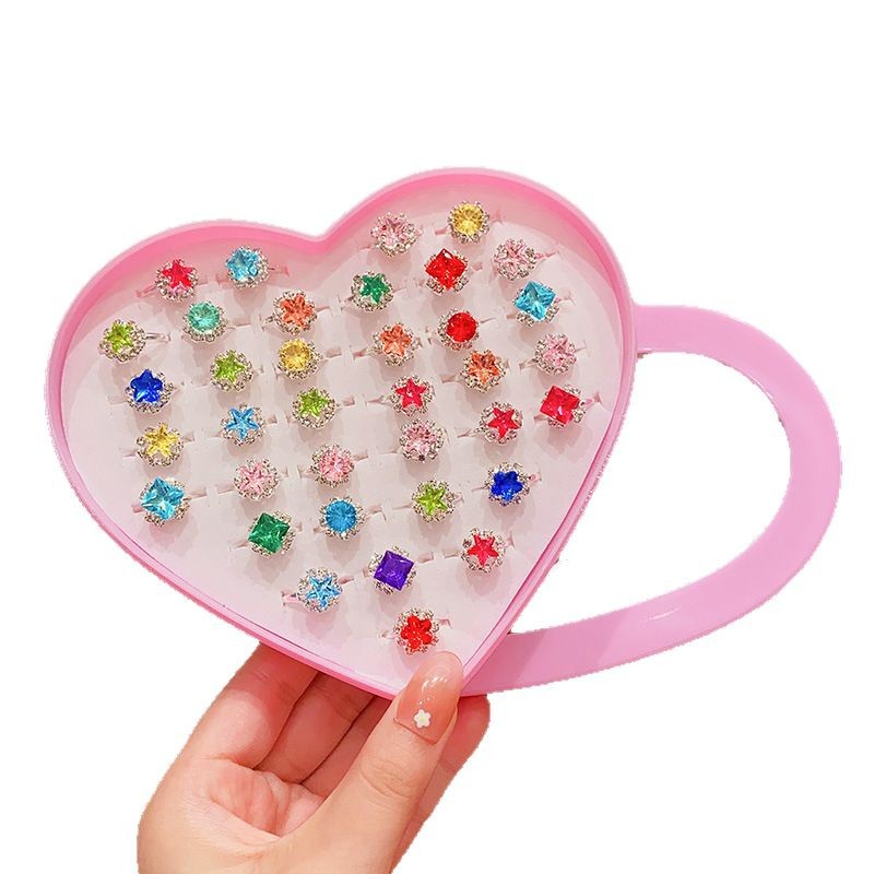 Anillo para niños Anillo de diamantes de simulación de princesa Anillo de piedras preciosas de cristal para niñas Lindas joyas de diamantes de imitación Joyas de diamantes image 6