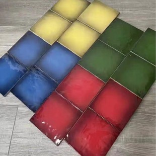 150*150 Dark Color Square Wine Red Retro Bathroom Kitchen Wall Tiles Gradient Glazed Background Wall Tiles