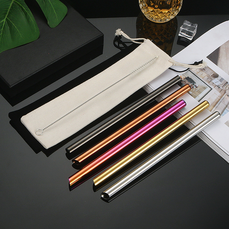 304 stainless steel inclined mouth straw milk tea coffee drink mixing portable creative straight tube color manufacturer wholesale