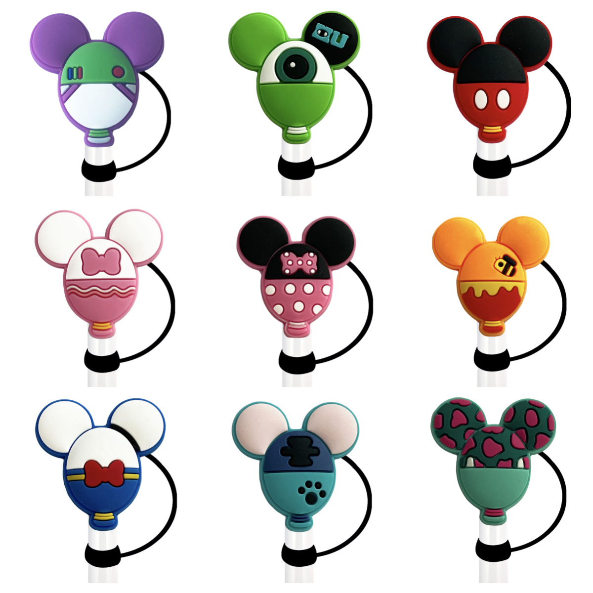 Cartoon Cute Mickey Straw Hat Water Cup Dustproof Straw Hat 10mm Diameter Silicone DIY Decorative Accessories Amazon