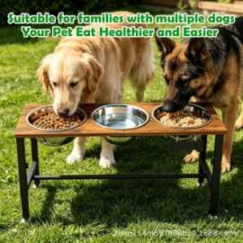 木质宠物碗架宠物增高食盆护颈喂食器饮水架小型犬宠物粮食盆碗架