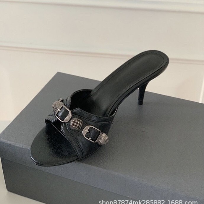 2026 Summer Upgraded Version Retro Black Studded Buckle High Heels Women's Casual Versatile Thin Heel Slip-On Sandals 2026 Summer Upgraded Version Retro Black Studded Buckle High Heels Women's Casual Versatile Thin Heel Slip-On Sandals