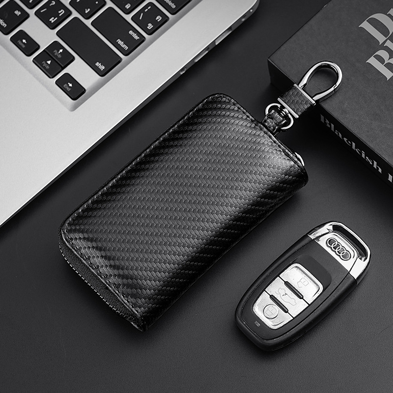 Cartera de hombres de fibra de carbono transfronteriza bolso de negocios con cremallera bolso de gran capacidad multi-tarjeta bolsa