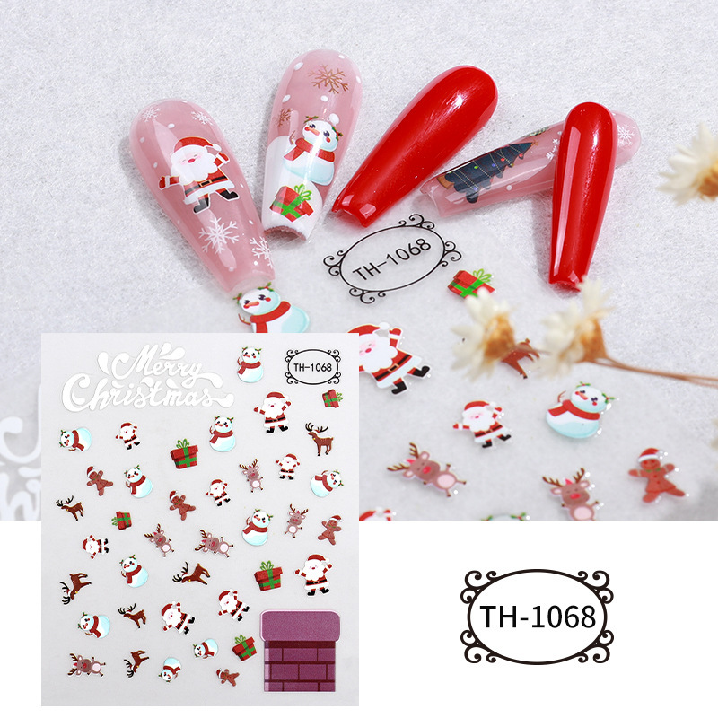 Zhengxiang 新しいインターネット有名人クリスマスネイルアートステッカー DIY ネイルアートデカールクロスボーダー雪だるまクリスマスツリー INS ネイルステッカー|undefined