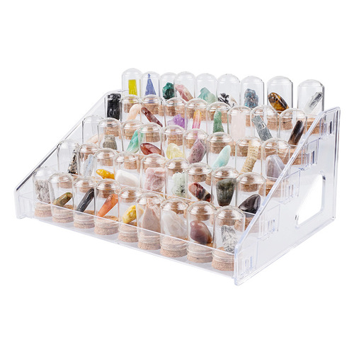 45 Bottles of Natural Crystal Ore Glass Bottles with Mineral Collection Set Craft Desk Table Ornament Crystal Collection