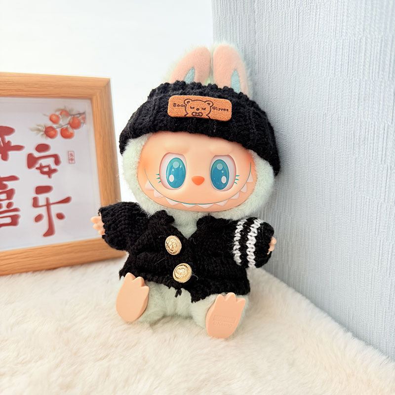Solo ropa] Llavero de primera y segunda generación Labubu colgante de ropa Rabubu ropa de bebé suéter de punto traje de sombrero