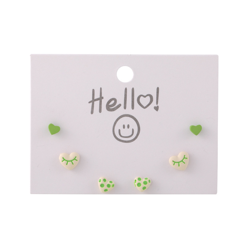 Wholesale Jewelry Candy Color Heart Fruit Animal Stud Earrings 6-piece Set Nihaojewelry display picture 4