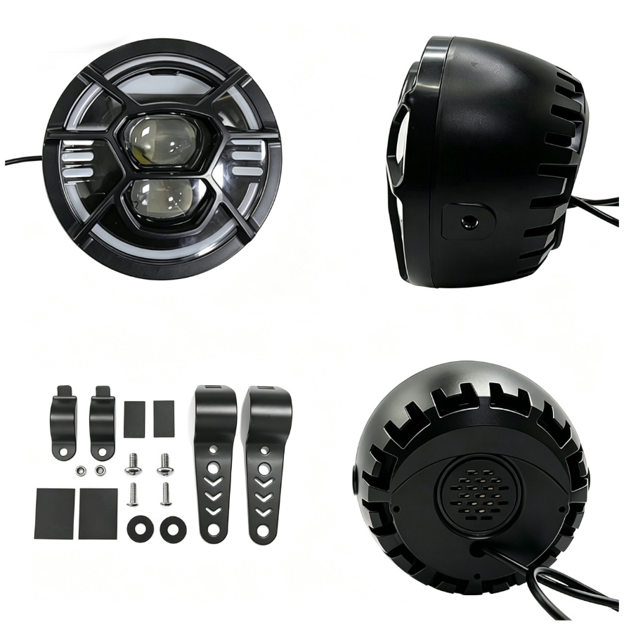 Outdoor Cycling Equipment Snowmobile Headlight 48V High Brightness Retro LED Waterproof Off-Road Electric Motorcycle Headlight