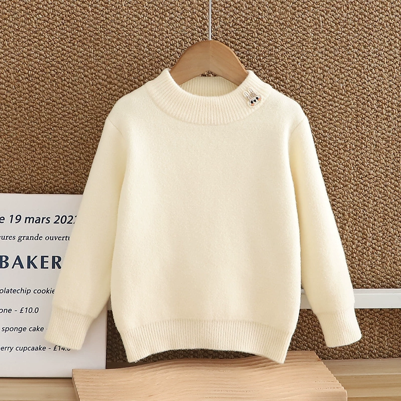 Детский свитер из одного пуха 2024 новый ребенок зимний сплошной цвет свитер мальчик вязаный свитер