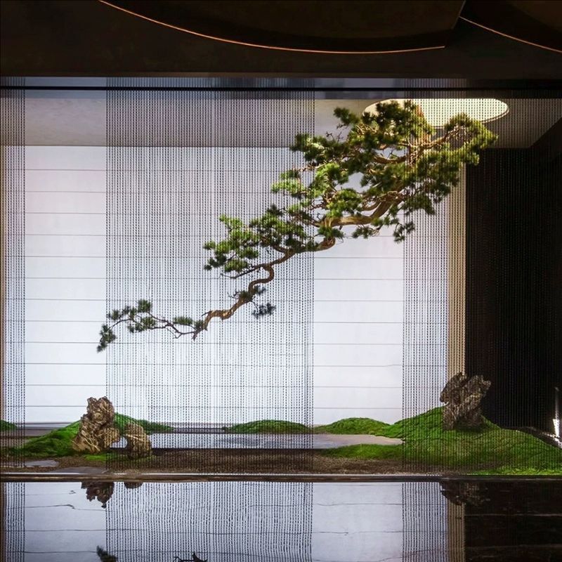 精品倒挂松树悬挂式迎客松中式玄关景观橱窗绿植造景大型摆件装饰|undefined